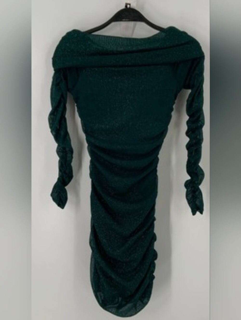 Windsor Designer Green Glitter Off The Off-Shoulder Ruched Dress M